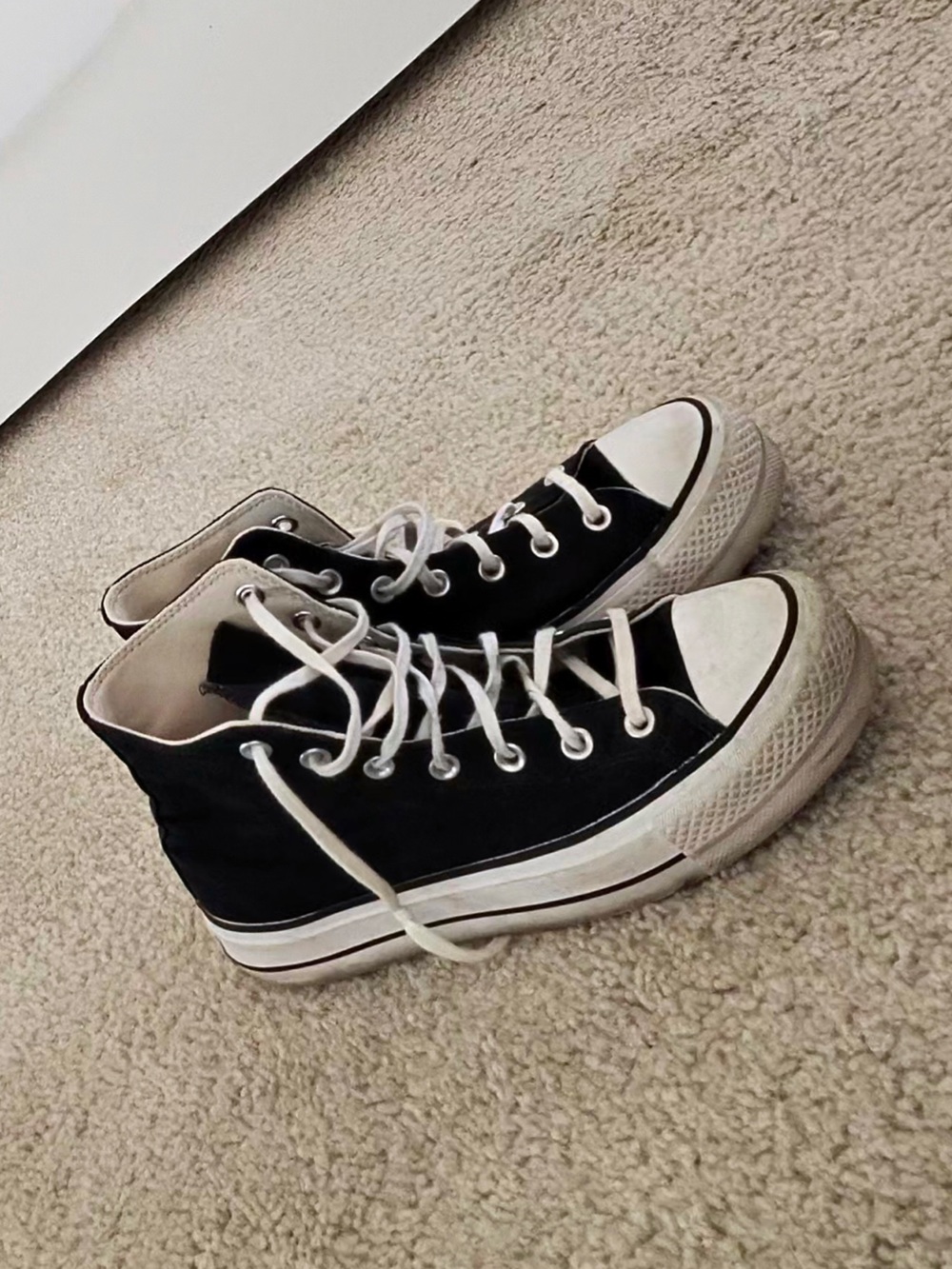 Platform Black High-Top Canvas Sneakers for Women